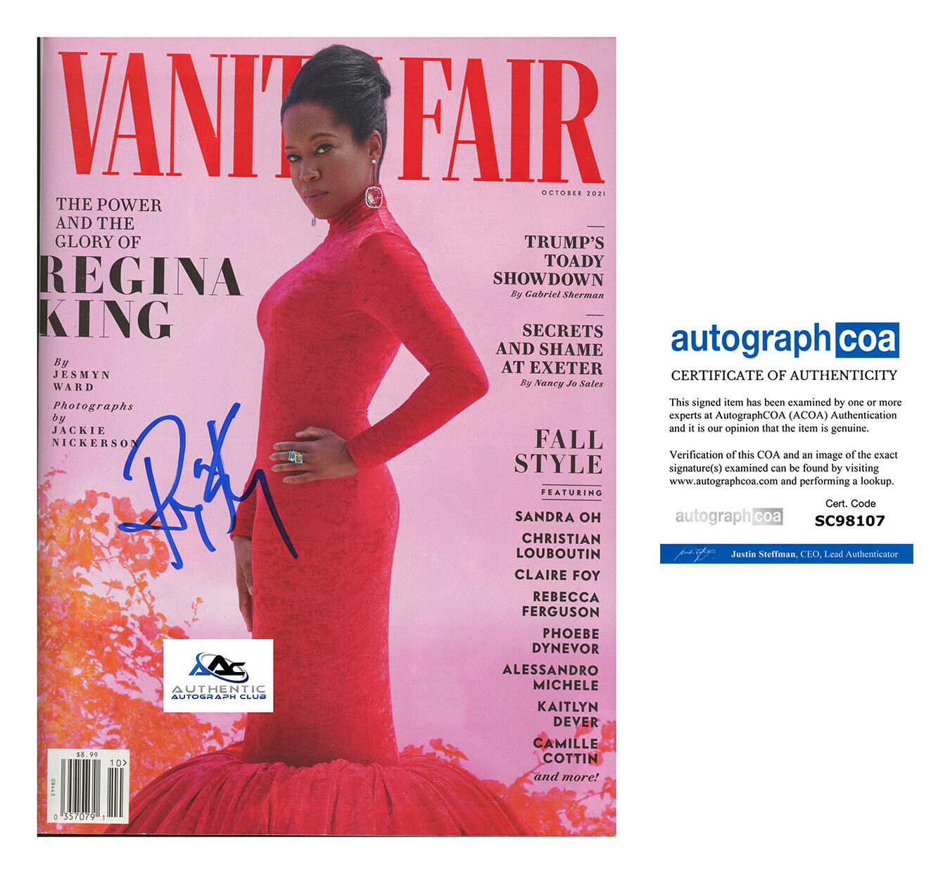 REGINA KING AUTOGRAPH SIGNED VANITY FAIR MAGAZINE ACOA