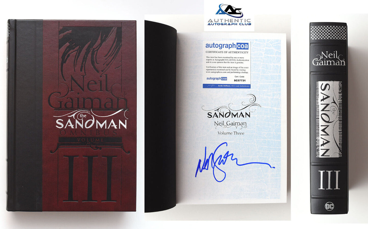 NEIL GAIMAN AUTOGRAPH SIGNED THE SANDMAN OMNIBUS VOL 3 HARDCOVER BOOK ACOA