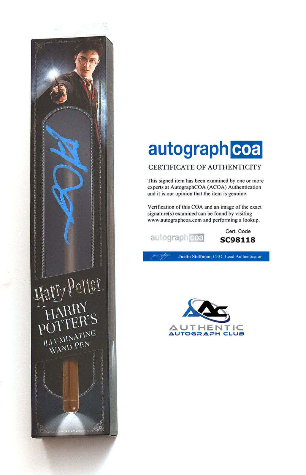 DANIEL RADCLIFFE AUTOGRAPH SIGNED HARRY POTTER ILLUMINATING WAND PEN ACOA