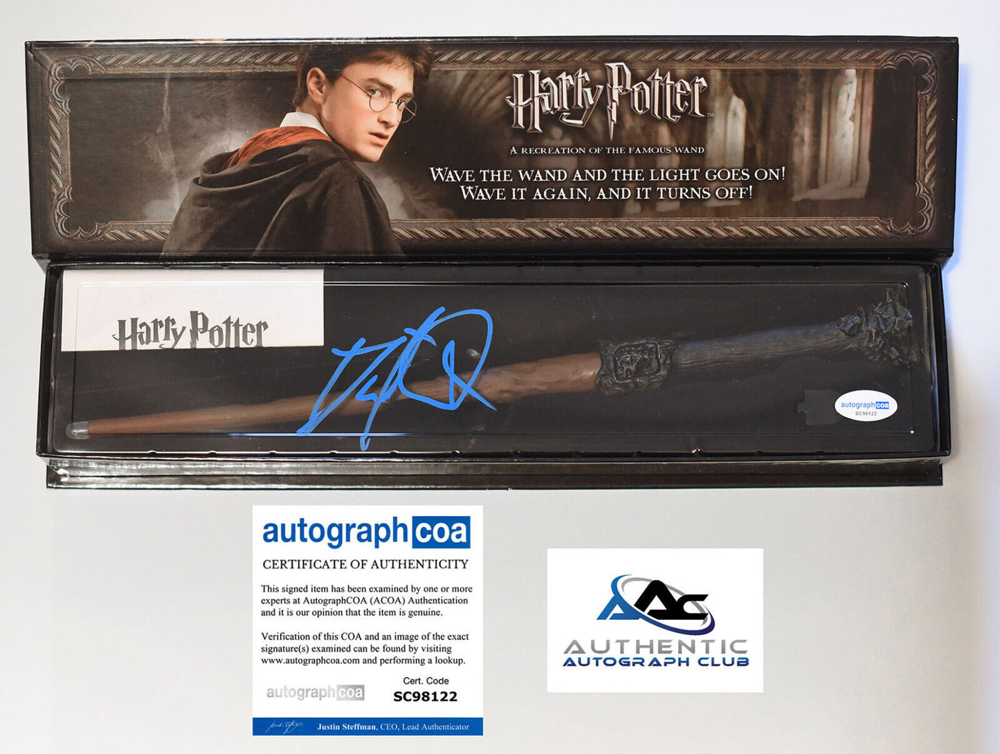 DANIEL RADCLIFFE AUTOGRAPH SIGNED HARRY POTTER ILLUMINATING WAND NOBLE ACOA