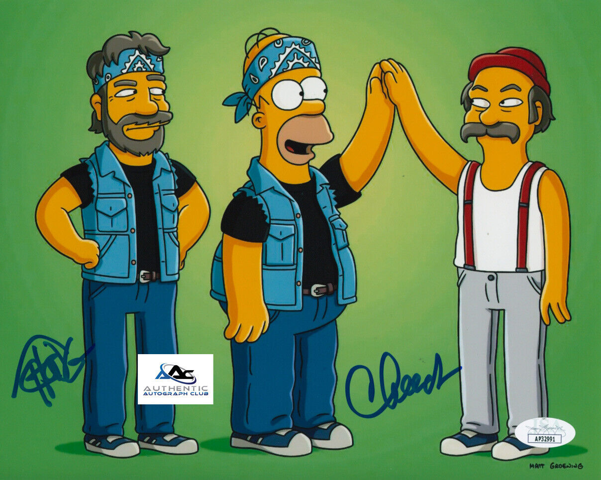 CHEECH AND CHONG AUTOGRAPH SIGNED 8X10 PHOTO THE SIMPSONS JSA