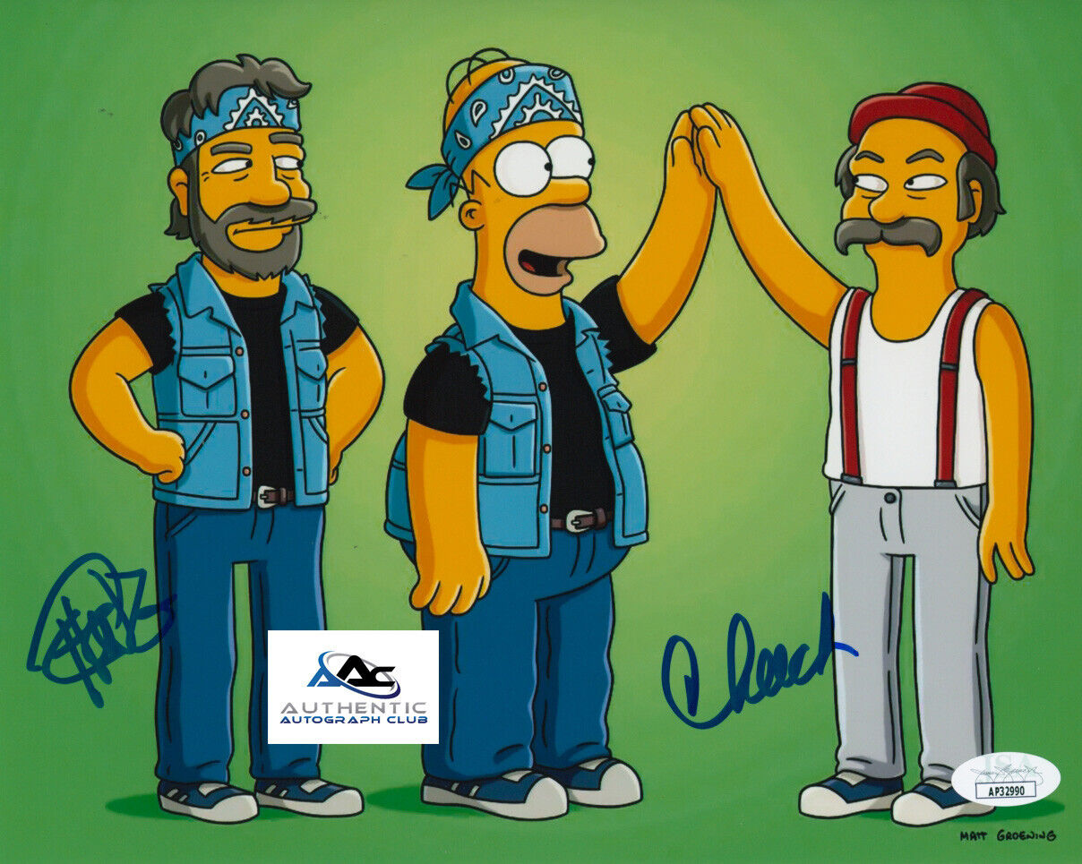 CHEECH AND CHONG AUTOGRAPH SIGNED 8X10 PHOTO THE SIMPSONS JSA