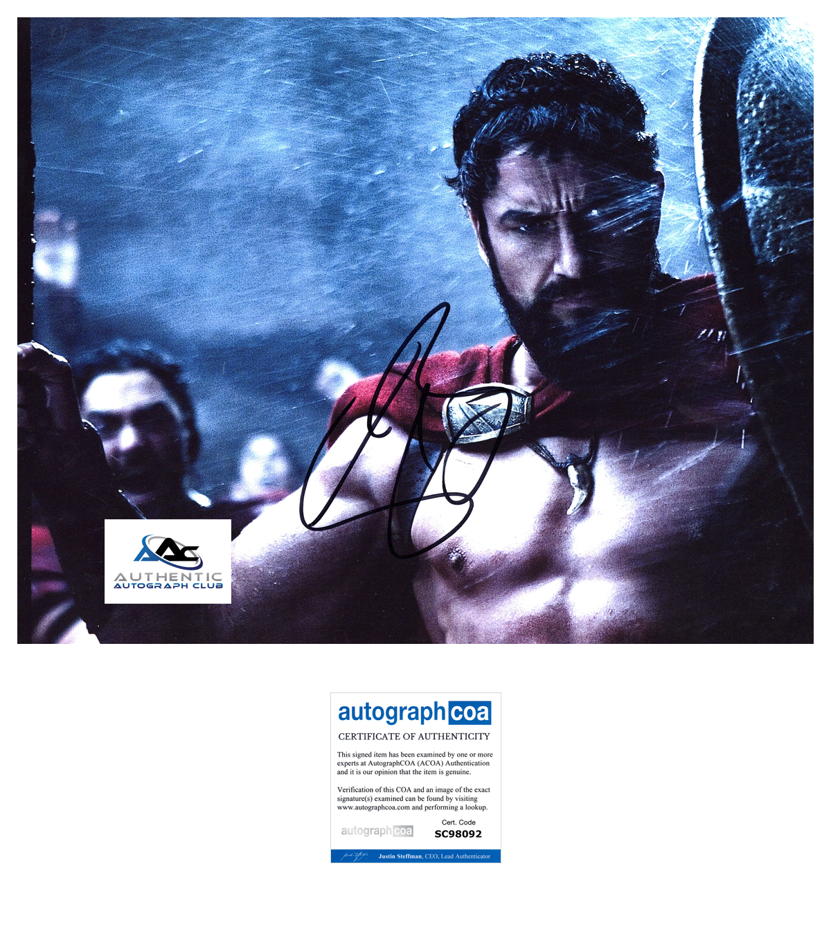 GERARD BUTLER AUTOGRAPH SIGNED 11x14 PHOTO 300 LEONIDAS ACOA