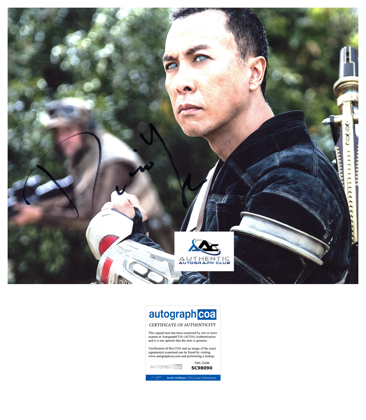 DONNIE YEN AUTOGRAPH SIGNED 11x14 PHOTO STAR WARS ROGUE ONE ACOA