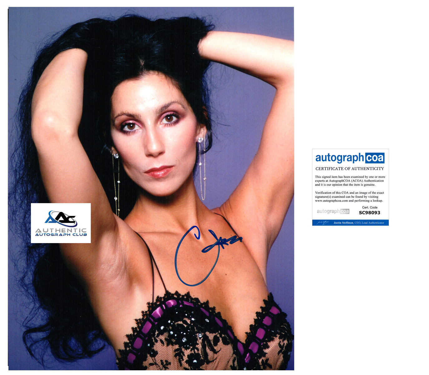 CHER AUTOGRAPH SIGNED 11x14 PHOTO ACOA