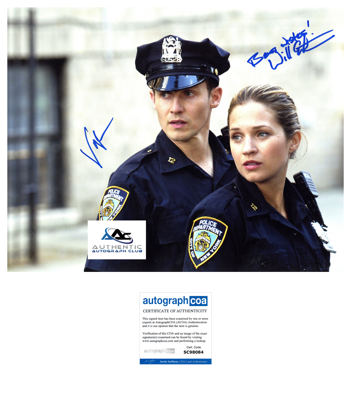 WILL ESTES AND VANESSA RAY AUTOGRAPH SIGNED 11x14 PHOTO BLUE BLOODS ACOA