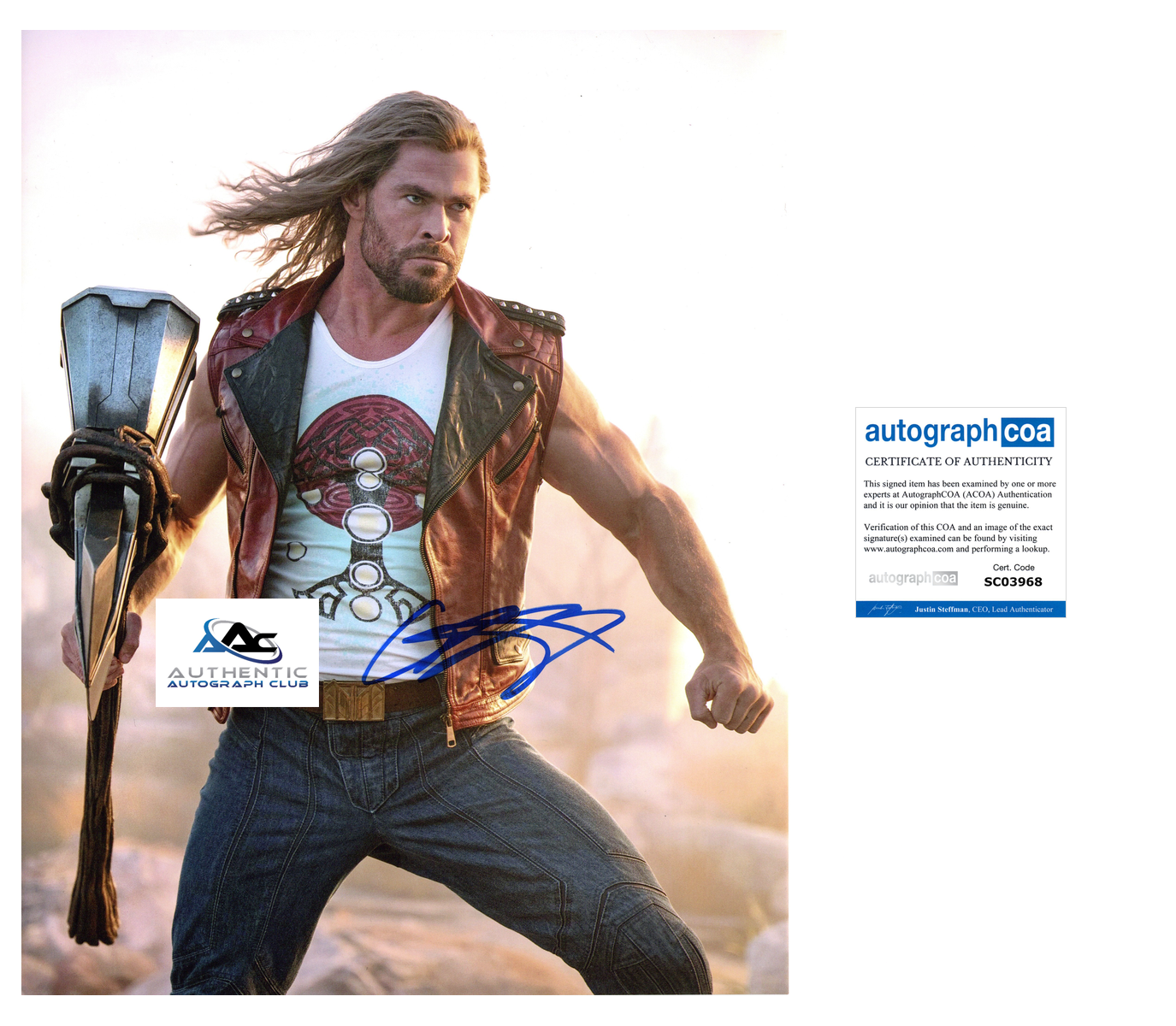 CHRIS HEMSWORTH AUTOGRAPH SIGNED 11X14 PHOTO THOR RAGNAROK MARVEL ACOA