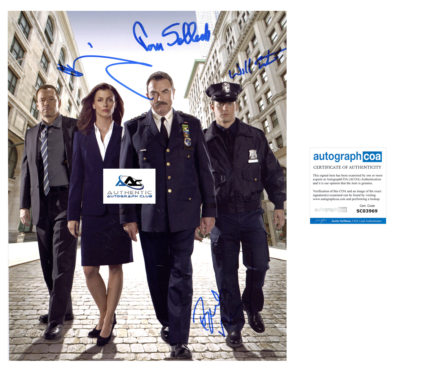 BLUE BLOODS X4 CAST AUTOGRAPH SIGNED 11X14 PHOTO TOM SELLECK BRIDGET WILL ACOA