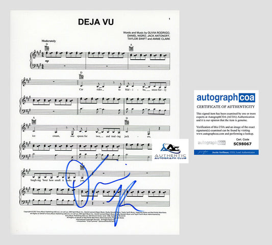 OLIVIA RODRIGO AUTOGRAPH SIGNED DEJA VU SHEET MUSIC ACOA