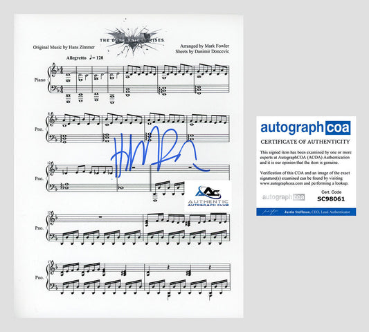 COMPOSER HANS ZIMMER AUTOGRAPH SIGNED DARK KNIGHT RISES SHEET MUSIC ACOA