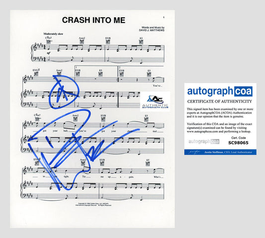 DAVE MATTHEWS AUTOGRAPH SIGNED CRASH INTO ME SHEET MUSIC ACOA