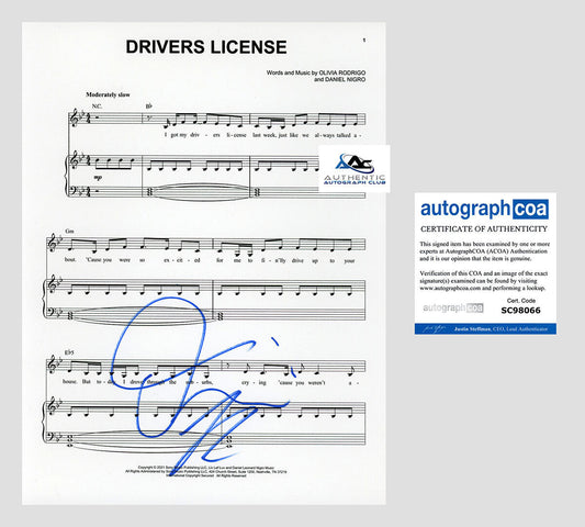 OLIVIA RODRIGO AUTOGRAPH SIGNED DRIVERS LICENSE SHEET MUSIC ACOA