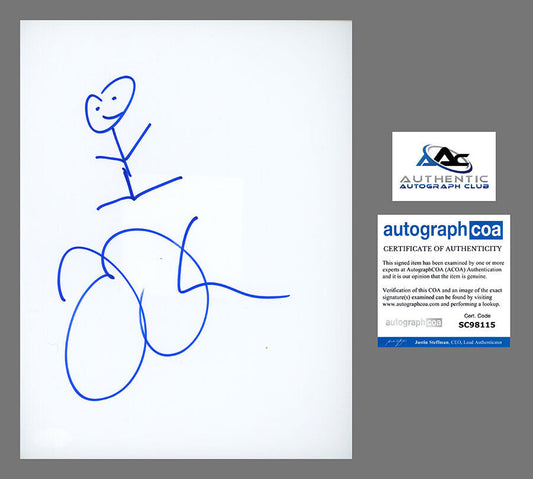 JAMES CORDEN AUTOGRAPH SIGNED 8.5x11 ORIGINAL ARTWORK STICK FIGURE ACOA