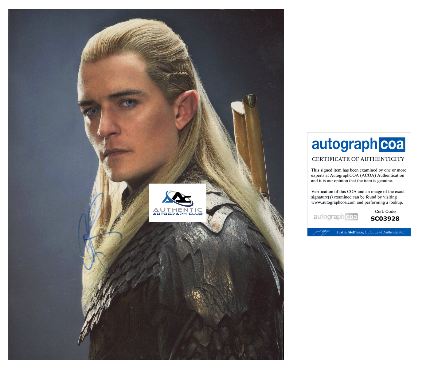 ORLANDO BLOOM AUTOGRAPH SIGNED 8X10 PHOTO LORD OF THE RINGS ACOA