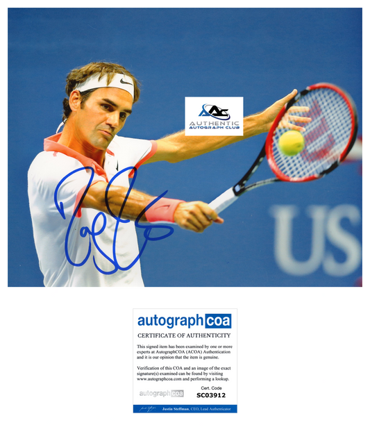 ROGER FEDERER AUTOGRAPH SIGNED 8x10 PHOTO TENNIS US OPEN FRENCH OPEN ACOA