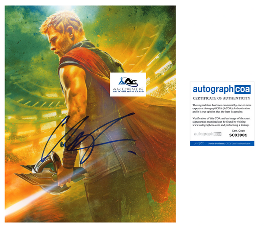 CHRIS HEMSWORTH AUTOGRAPH SIGNED 8x10 PHOTO THOR RAGNAROK MARVEL ACOA