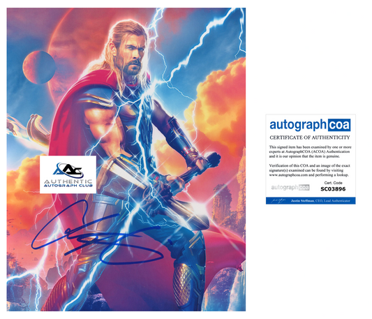 CHRIS HEMSWORTH AUTOGRAPH SIGNED 8x10 PHOTO THOR RAGNAROK MARVEL ACOA