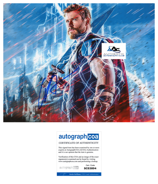 CHRIS HEMSWORTH AUTOGRAPH SIGNED 8x10 PHOTO THOR RAGNAROK MARVEL ACOA