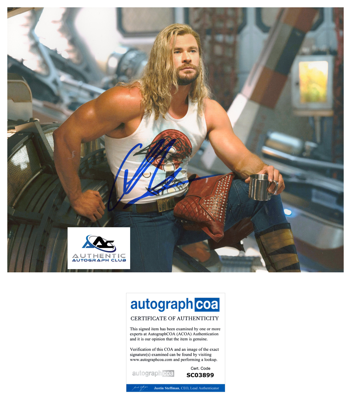 CHRIS HEMSWORTH AUTOGRAPH SIGNED 8x10 PHOTO THOR RAGNAROK MARVEL ACOA