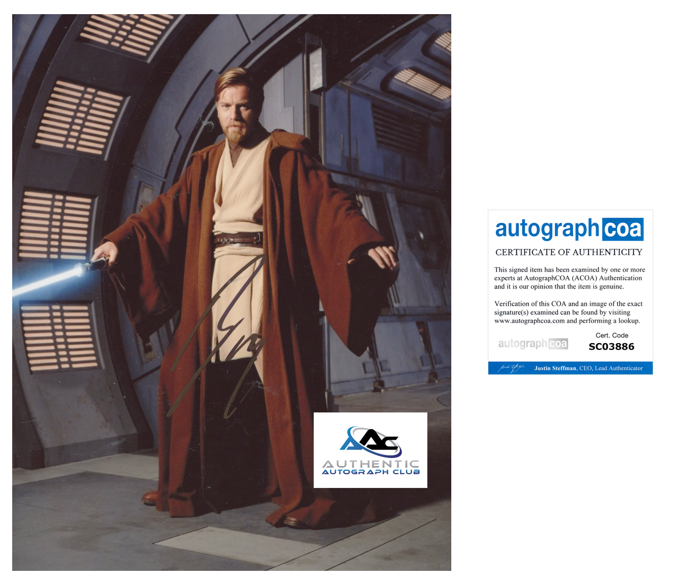 EWAN MCGREGOR AUTOGRAPH SIGNED 8x10 PHOTO STAR WARS OBI WAN KENOBI ACOA