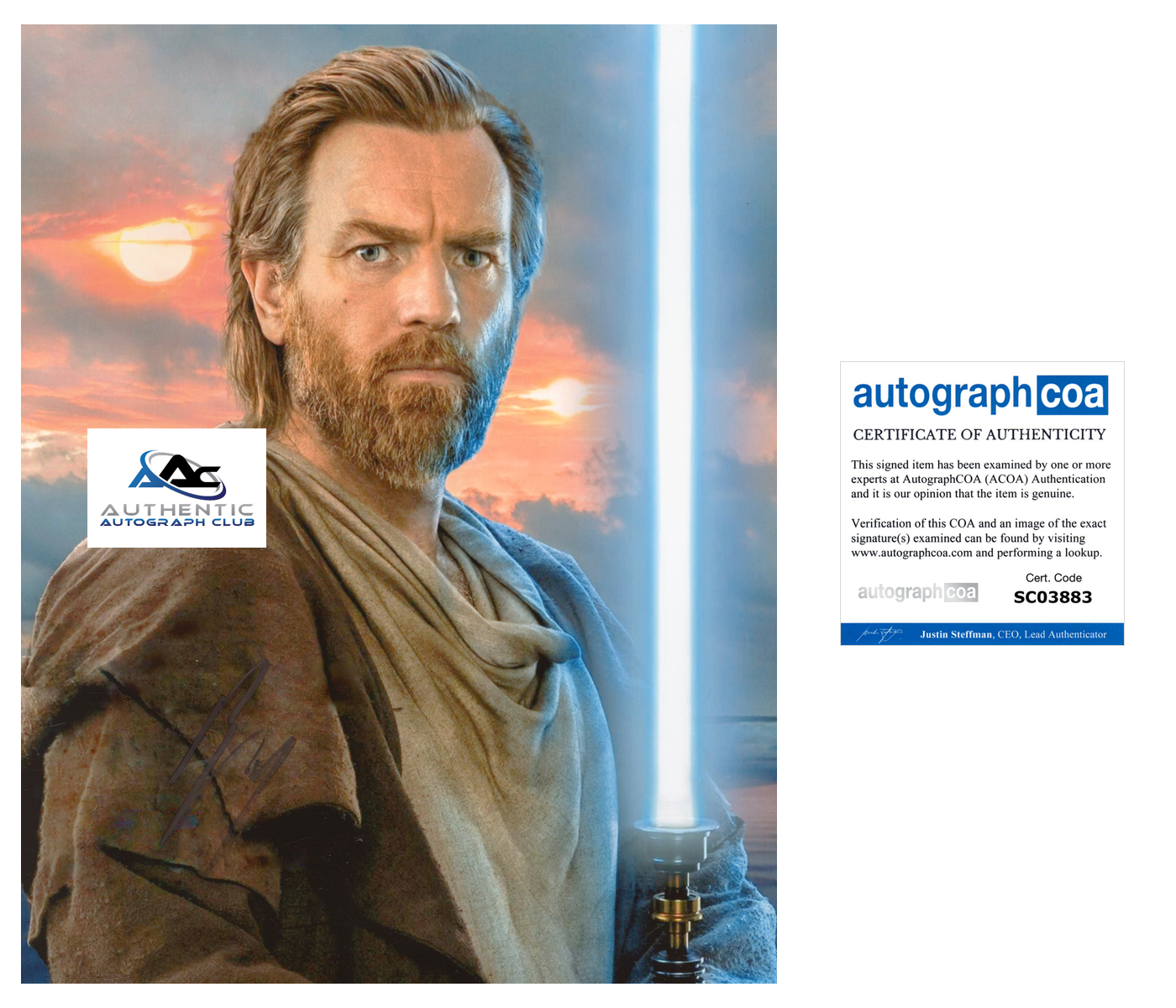 EWAN MCGREGOR AUTOGRAPH SIGNED 8x10 PHOTO STAR WARS OBI WAN KENOBI ACOA