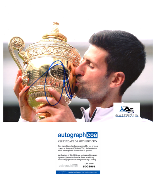 NOVAK DJOKOVIC AUTOGRAPH SIGNED 8X10 PHOTO US OPEN WIMBLEDON TENNIS CHAMPION ACOA