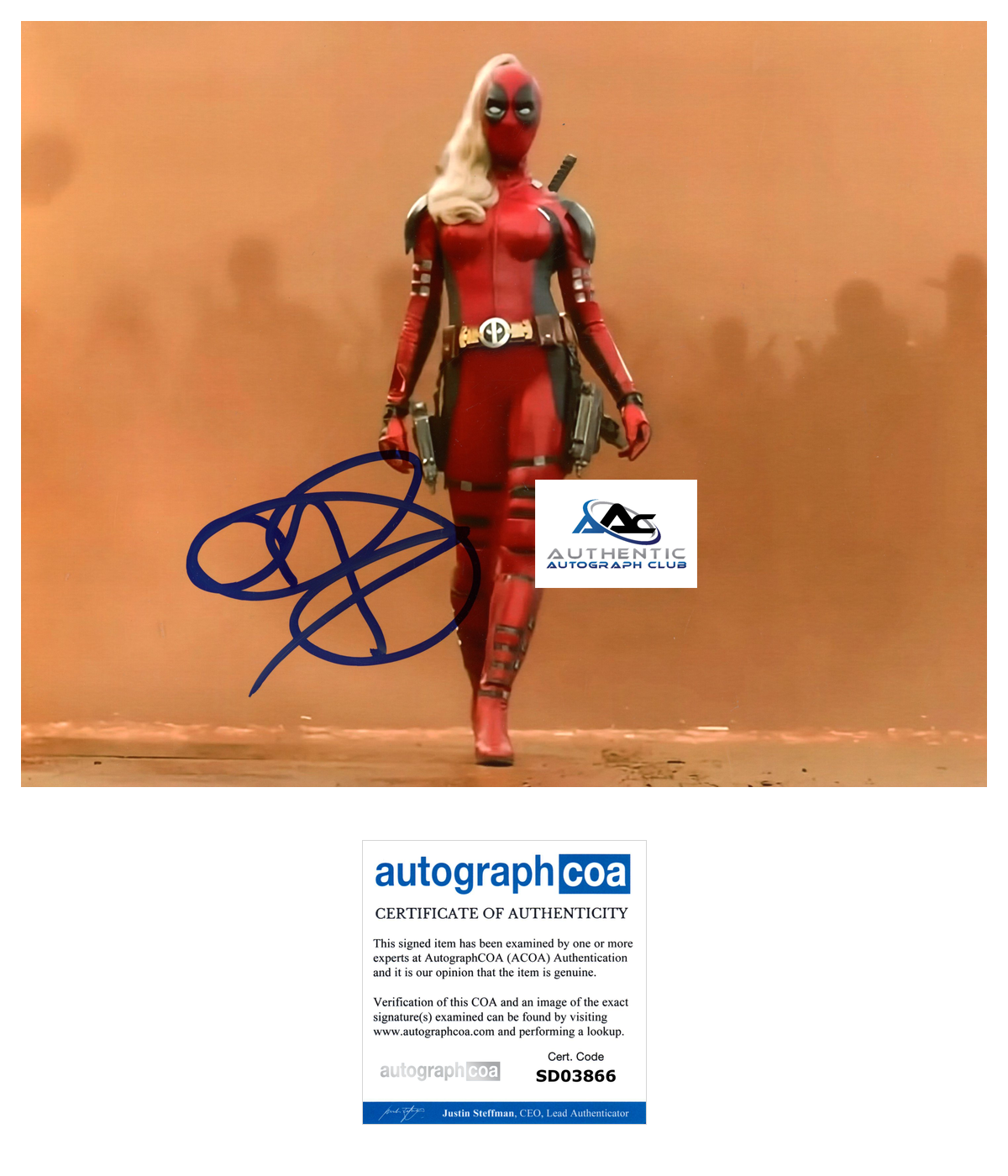 BLAKE LIVELY AUTOGRAPH SIGNED 8X10 PHOTO LADY DEADPOOL MARVEL ACOA