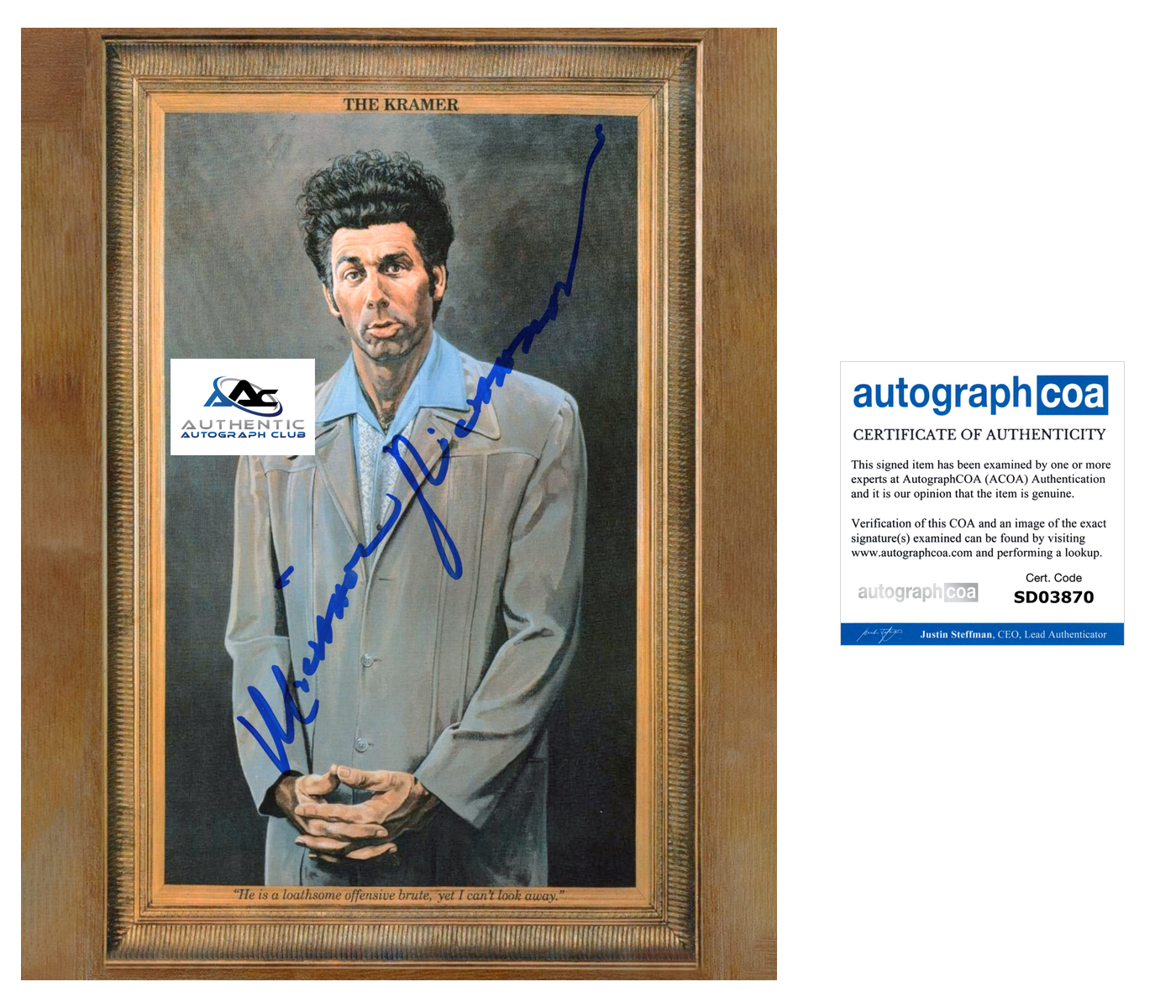 MICHAEL RICHARDS AUTOGRAPH SIGNED 8X10 PHOTO SEINFELD COSMO KRAMER ACOA