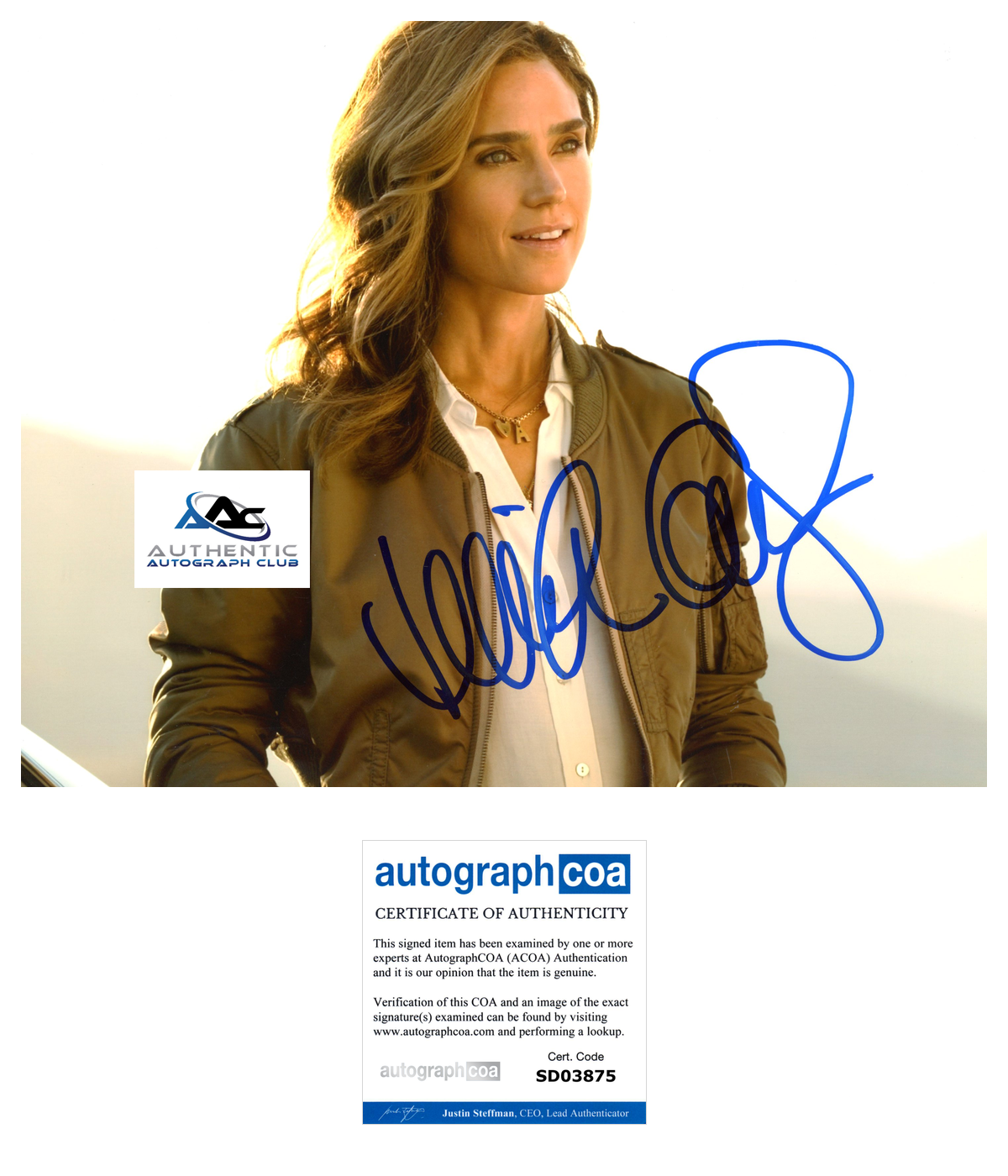 JENNIFER CONNELLY AUTOGRAPH SIGNED 8X10 PHOTO TOP GUN ACOA