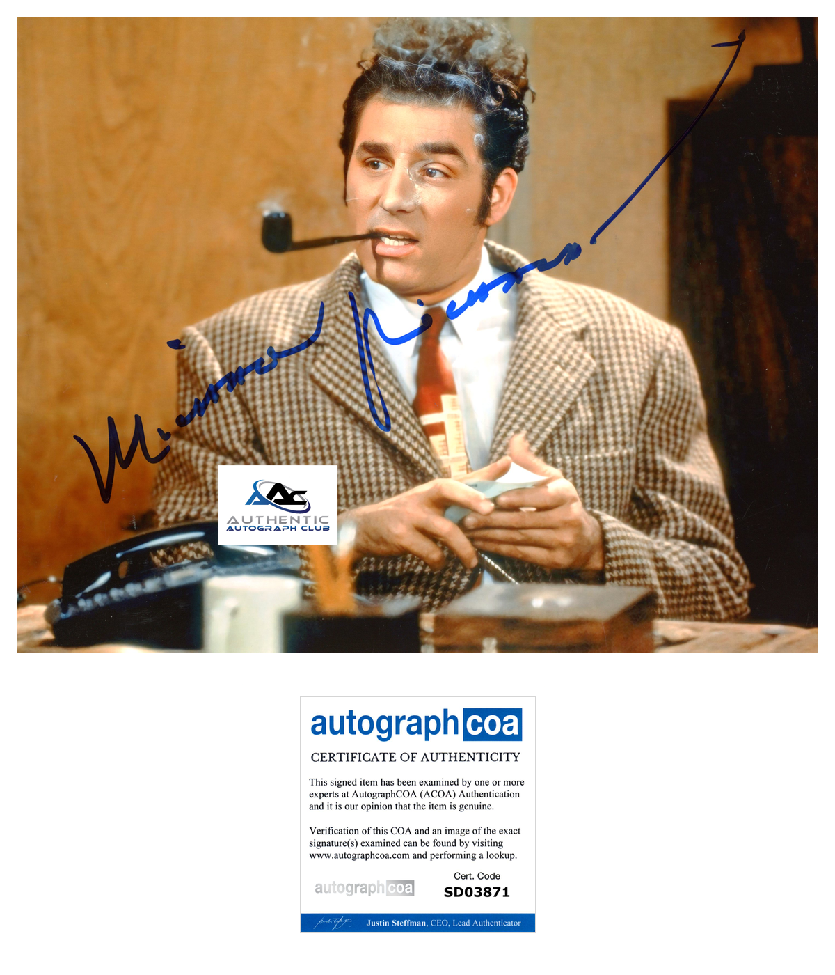 MICHAEL RICHARDS AUTOGRAPH SIGNED 8X10 PHOTO SEINFELD COSMO KRAMER ACOA