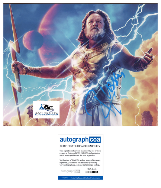 RUSSELL CROWE AUTOGRAPH SIGNED 8x10 PHOTO THOR LOVE AND THUNDER ZEUS ACOA