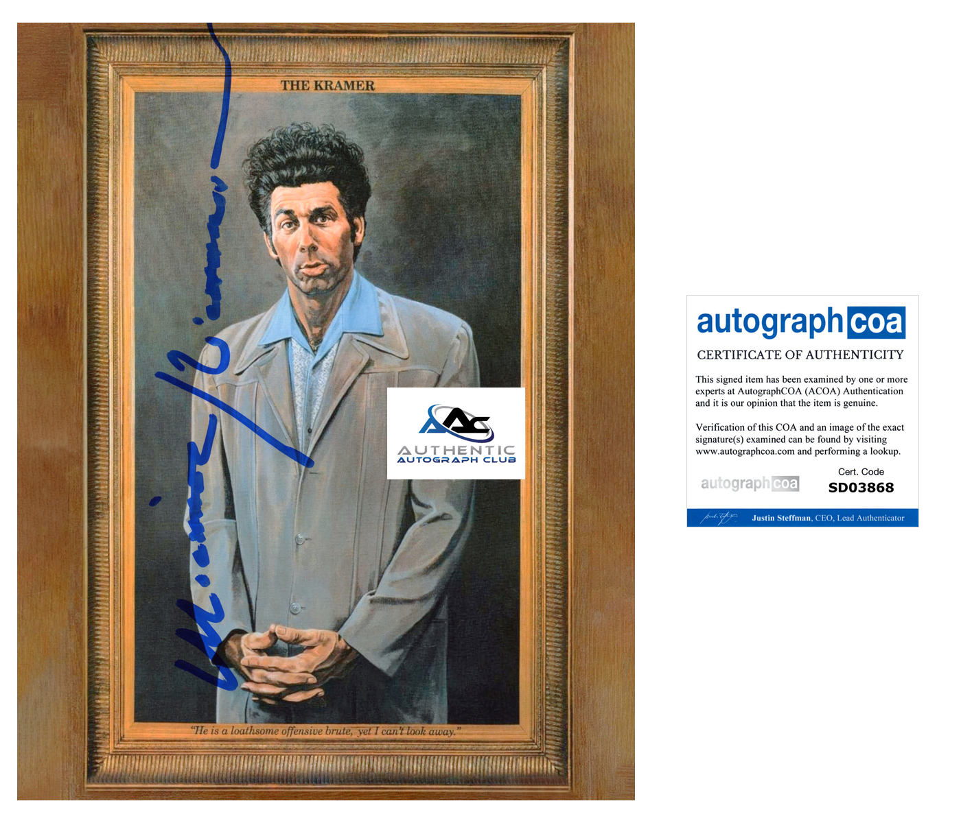 MICHAEL RICHARDS AUTOGRAPH SIGNED 8X10 PHOTO SEINFELD COSMO KRAMER ACOA