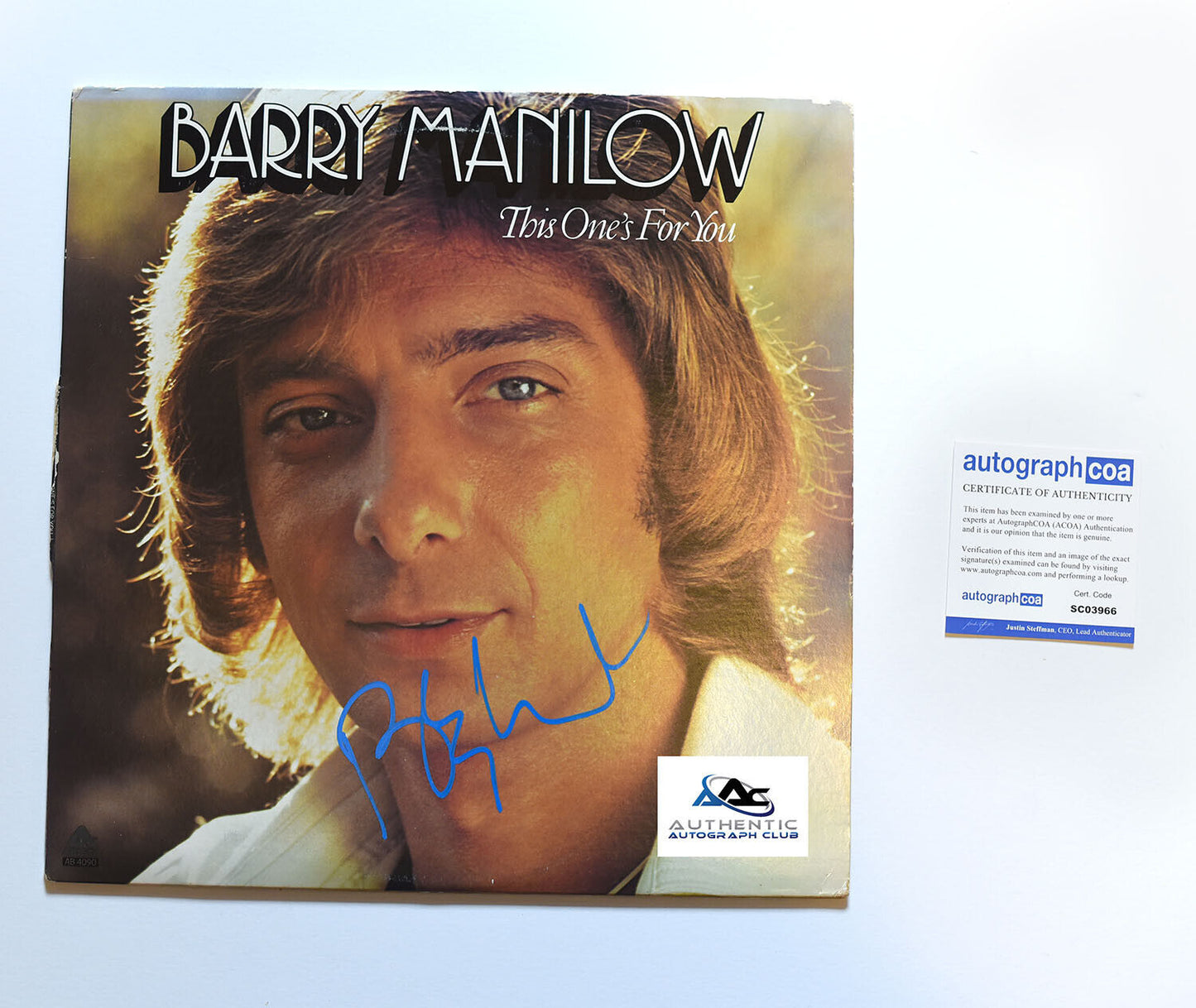 BARRY MANILOW AUTOGRAPH SIGNED THIS ONES FOR YOU ALBUM VINYL RECORD ACOA