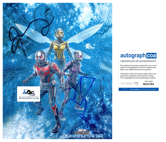 KATHRYN NEWTON PAUL RUDD AUTOGRAPH SIGNED 8x10 PHOTO ANT MAN ANT-MAN ACOA