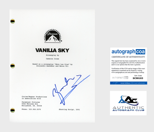 PENELOPE CRUZ AUTOGRAPH SIGNED VANILLA SKY FULL SCRIPT ACOA