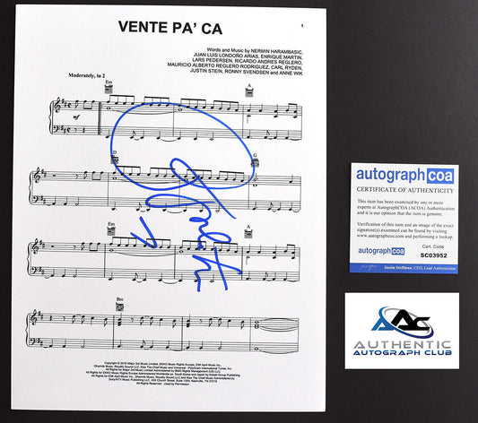 RICKY MARTIN AUTOGRAPH SIGNED SHEET MUSIC VENTE PA' CA ACOA