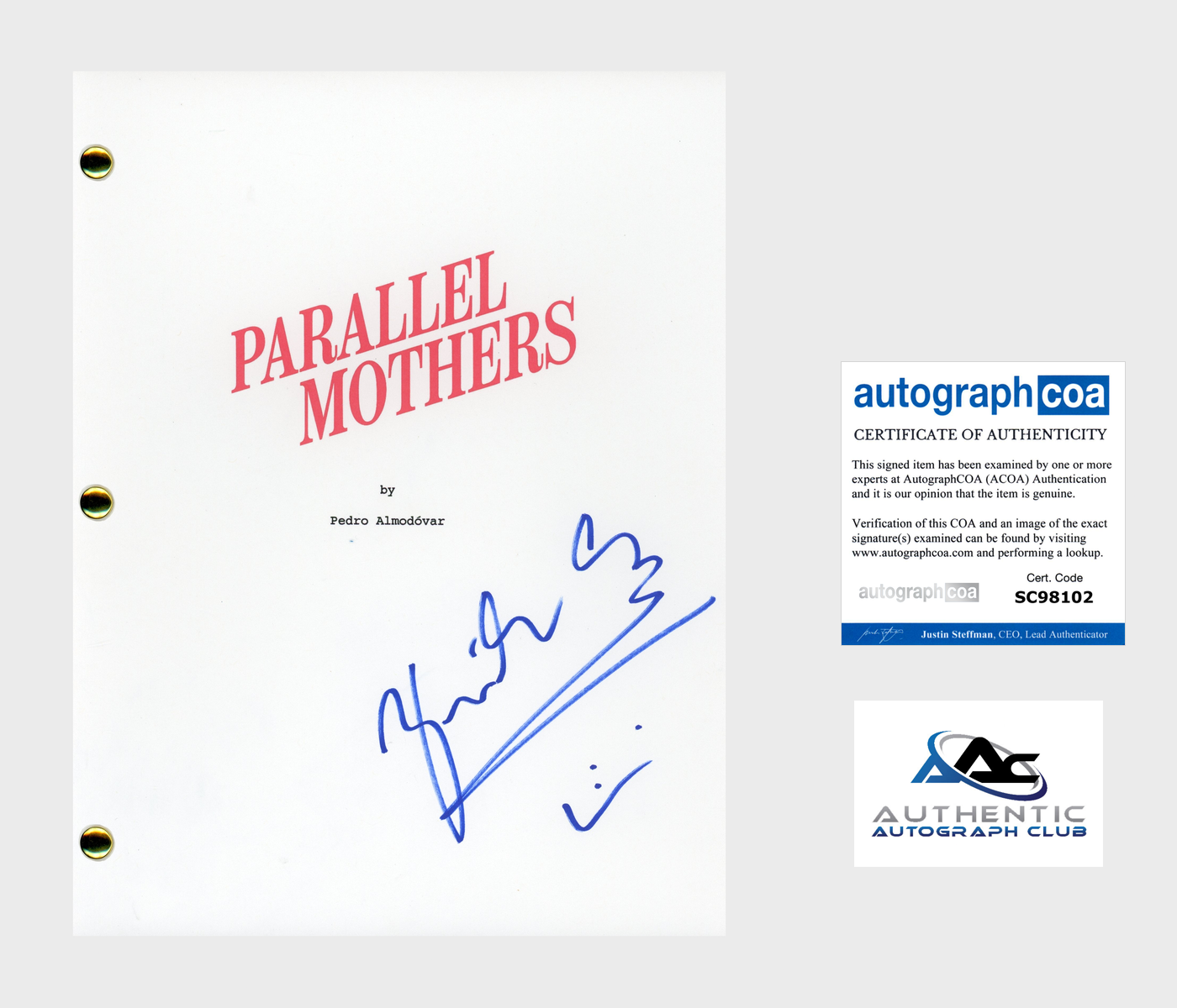 PENELOPE CRUZ AUTOGRAPH SIGNED PARALLEL MOTHERS MADRES PARALELAS SCRIPT ACOA