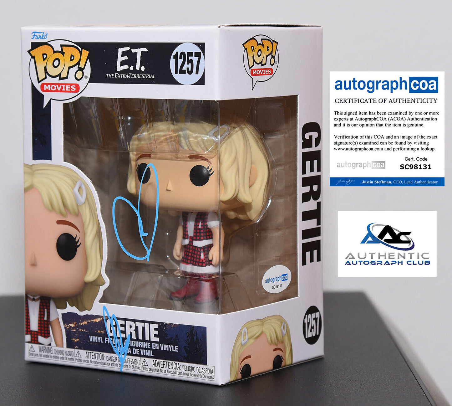 DREW BARRYMORE AUTOGRAPH SIGNED GERTIE E.T. ET FUNKO POP 1257 ACOA