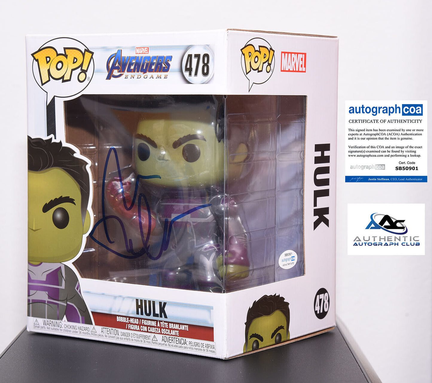 MARK RUFFALO AUTOGRAPH SIGNED AVENGERS HULK BRUCE BANNER FUNKO POP 478 ACOA