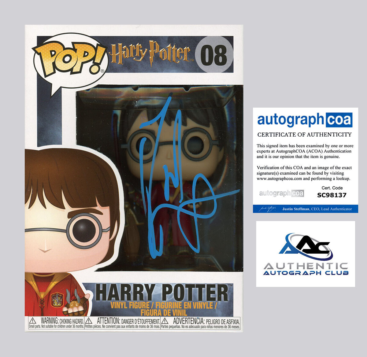 DANIEL RADCLIFFE AUTOGRAPH SIGNED FUNKO POP HARRY POTTER 08 ACOA