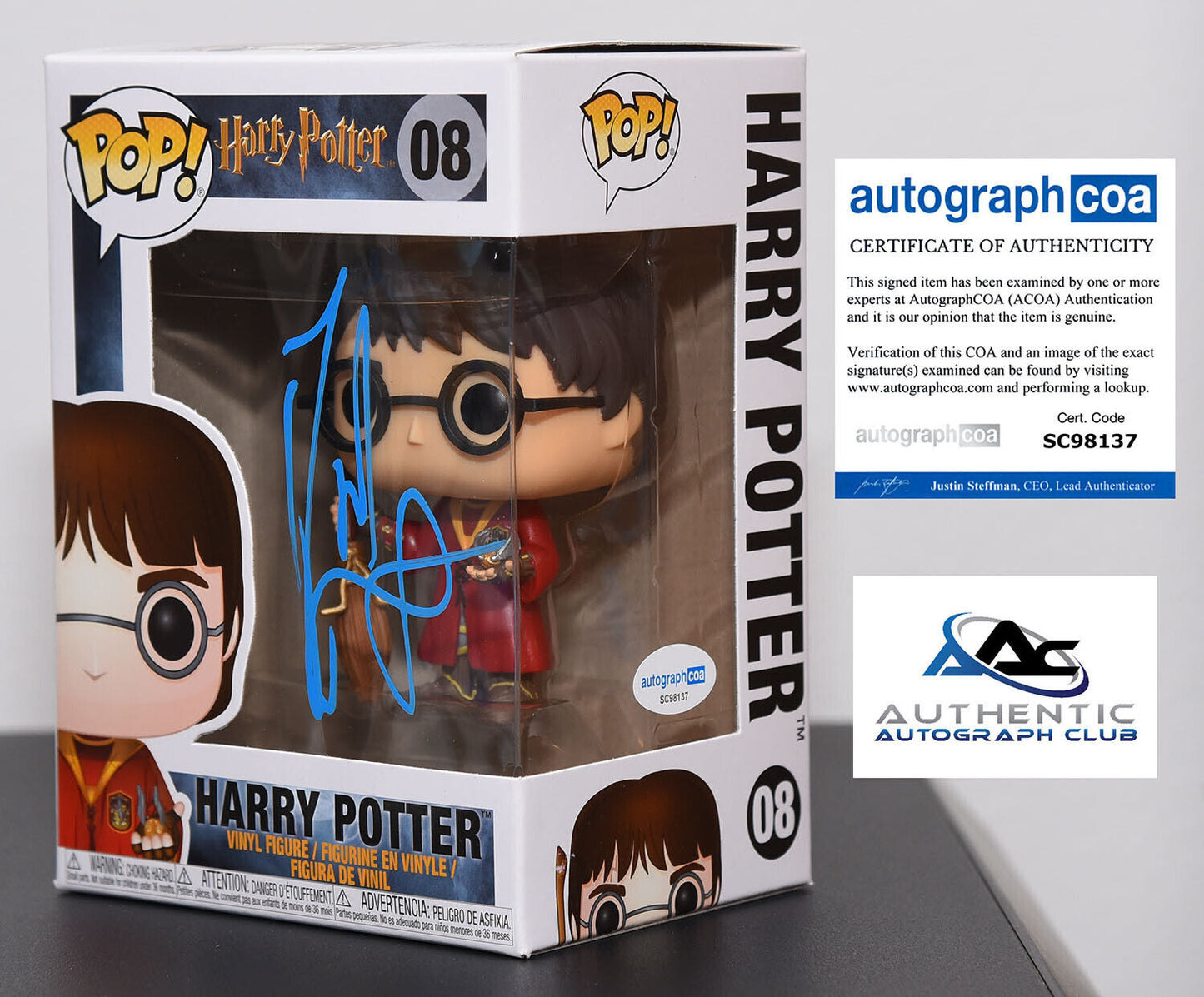 DANIEL RADCLIFFE AUTOGRAPH SIGNED FUNKO POP HARRY POTTER 08 ACOA