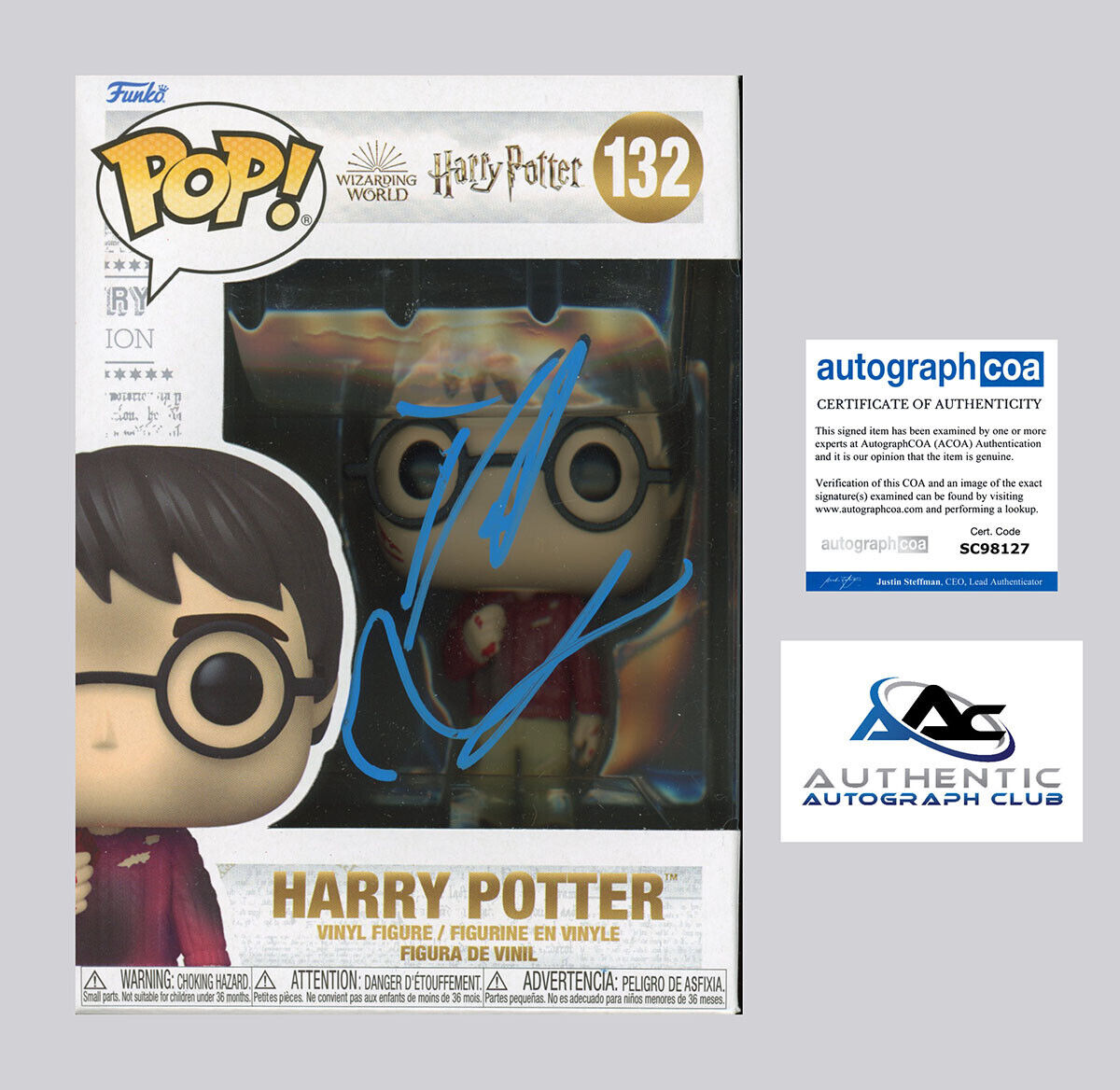 DANIEL RADCLIFFE AUTOGRAPH SIGNED FUNKO POP HARRY POTTER 132 ACOA