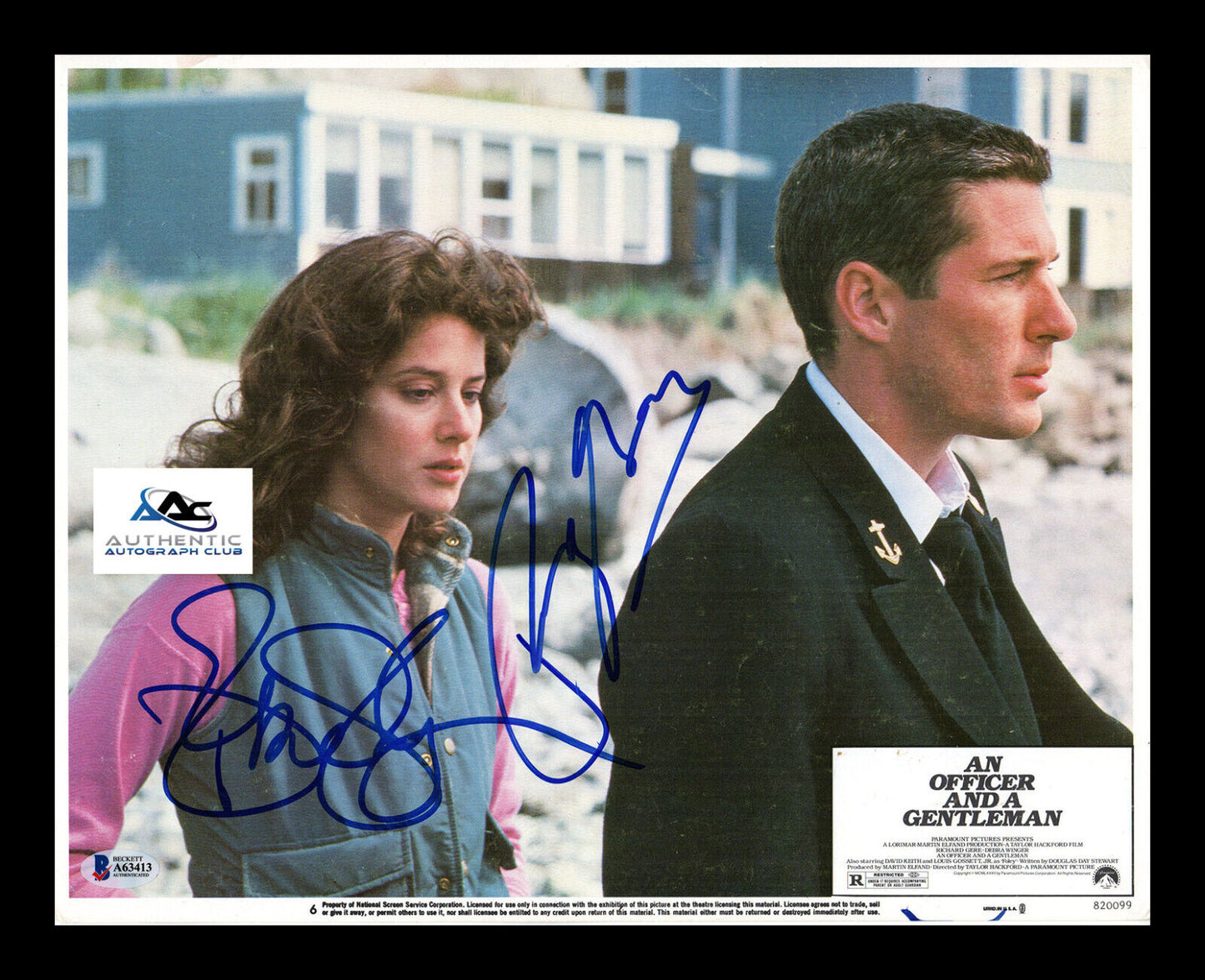 RICHARD GERE AND DEBRA WINGER AUTOGRAPH SIGNED 11X14 LOBBY CARD BECKETT BAS