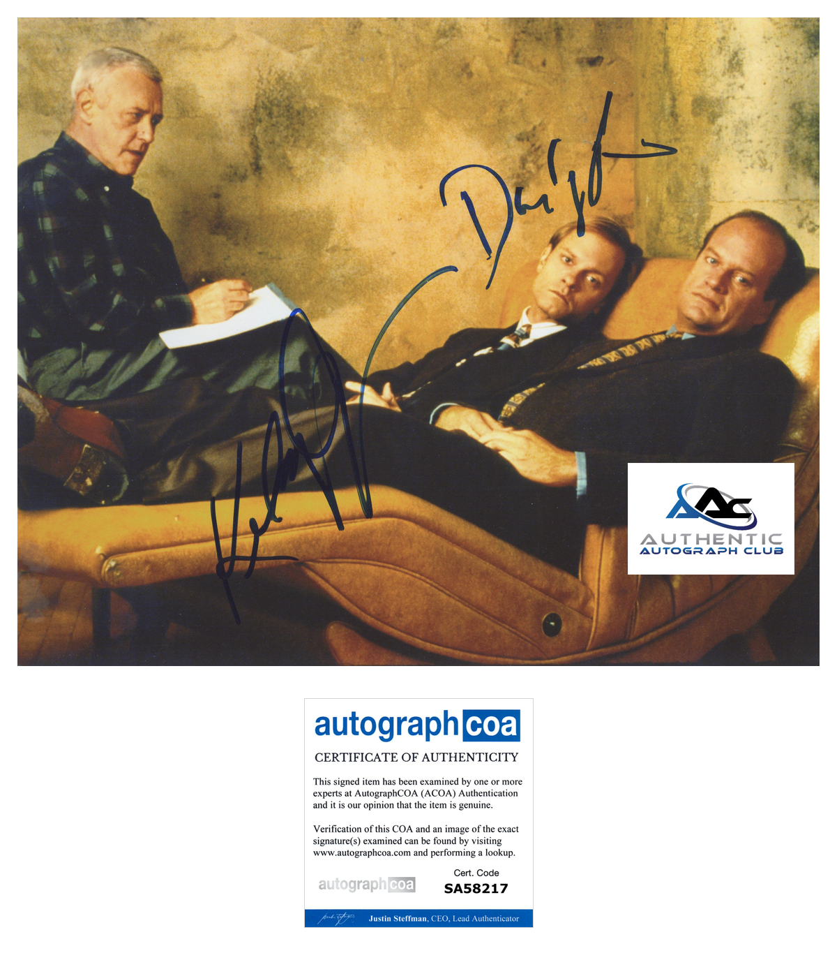 FRASIER TV SHOW KELSEY GRAMMER DAVID HYDE AUTOGRAPH SIGNED 11X14 PHOTO ACOA