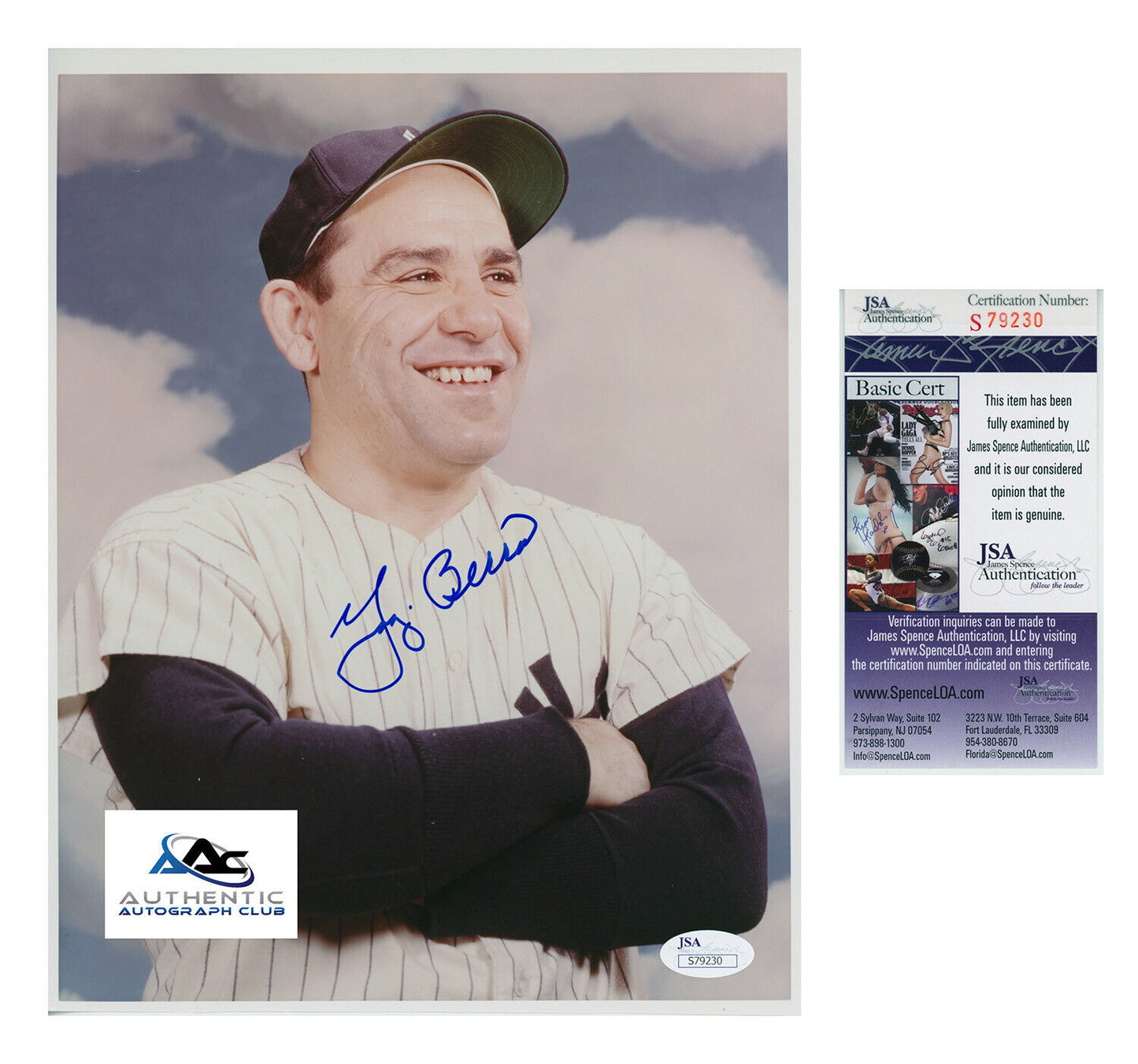 YOGI BERRA AUTOGRAPH SIGNED 8x10 PHOTO MLB NEW YORK YANKEES BASEBALL ACOA