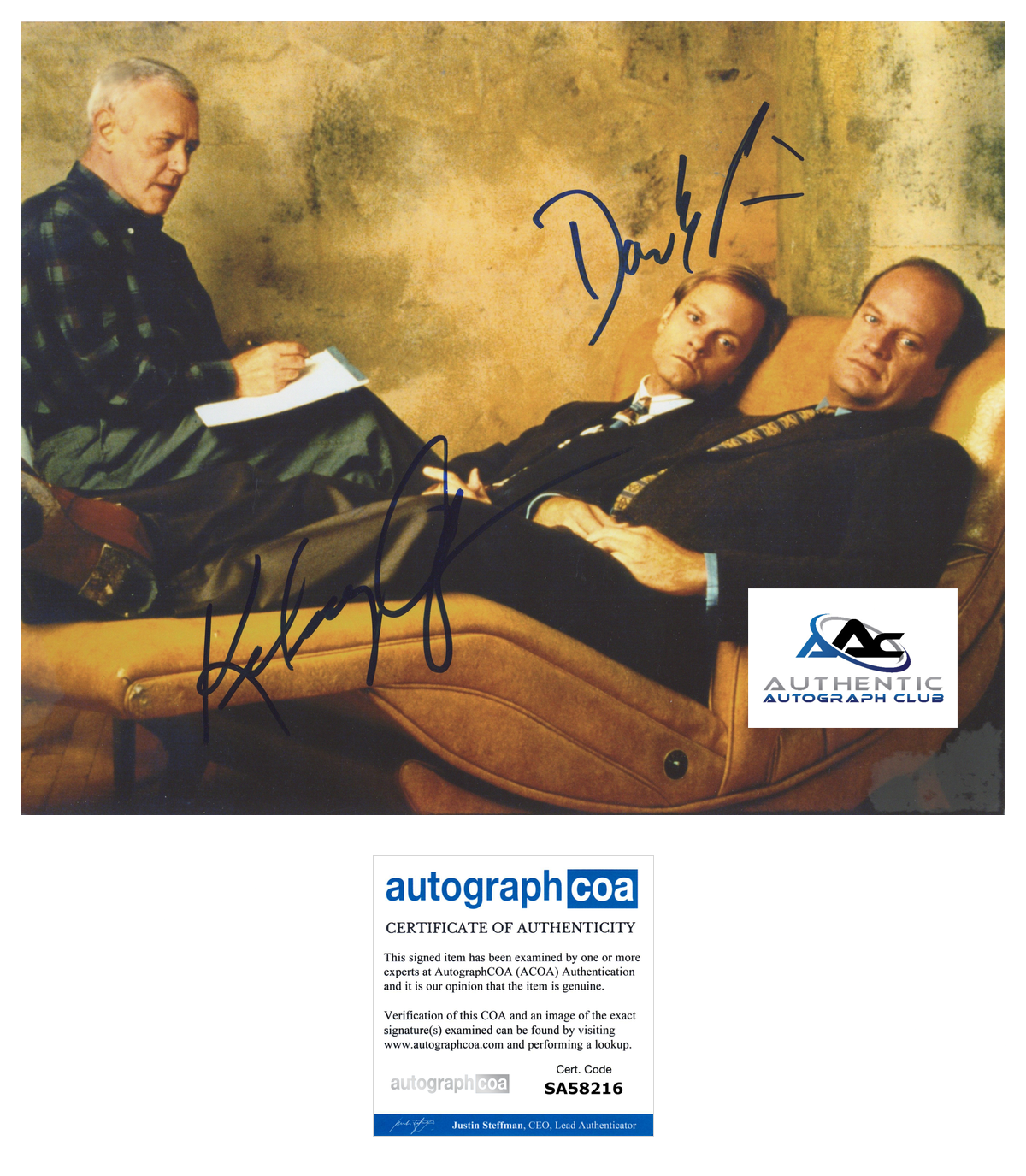 FRASIER TV SHOW KELSEY GRAMMER DAVID HYDE AUTOGRAPH SIGNED 11X14 PHOTO ACOA