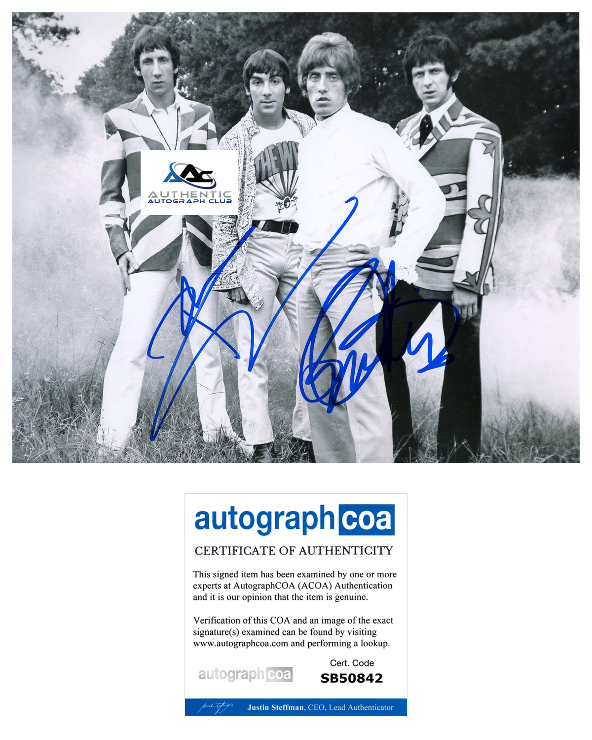 PETE TOWNSHEND AND ROGER DALTREY AUTOGRAPH SIGNED 8x10 PHOTO THE WHO ACOA