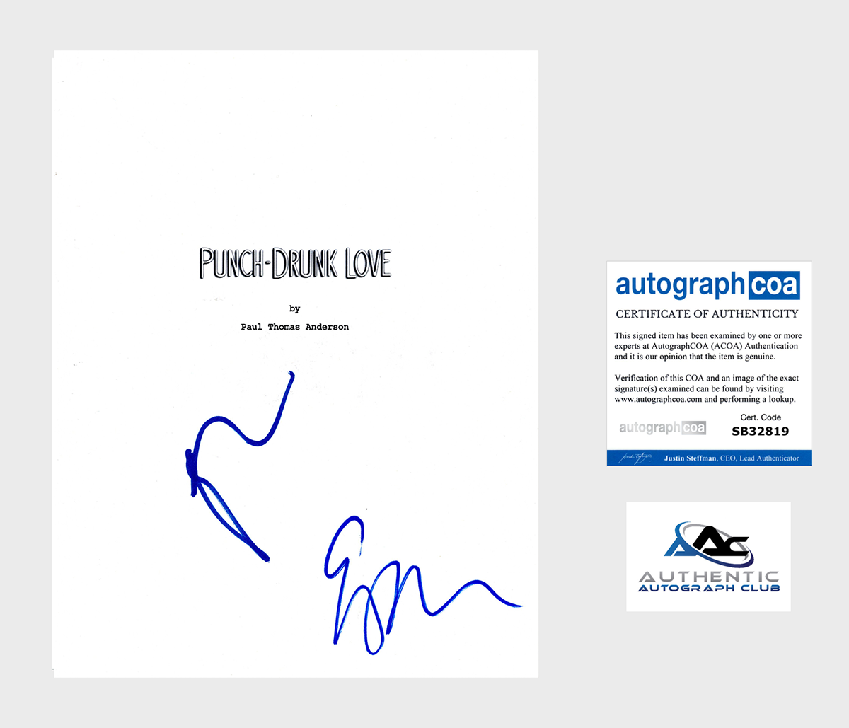 PAUL THOMAS ANDERSON EMILY WATSON AUTOGRAPH SIGNED PUNCH DRUNK LOVE SCRIPT ACOA