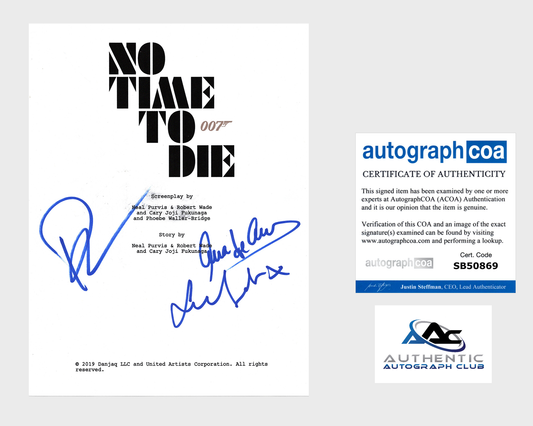 DANIEL CRAIG, ANA DE ARMAS, LEA SEYDOUX AUTOGRAPH SIGNED NO TIME TO DIE SCRIPT