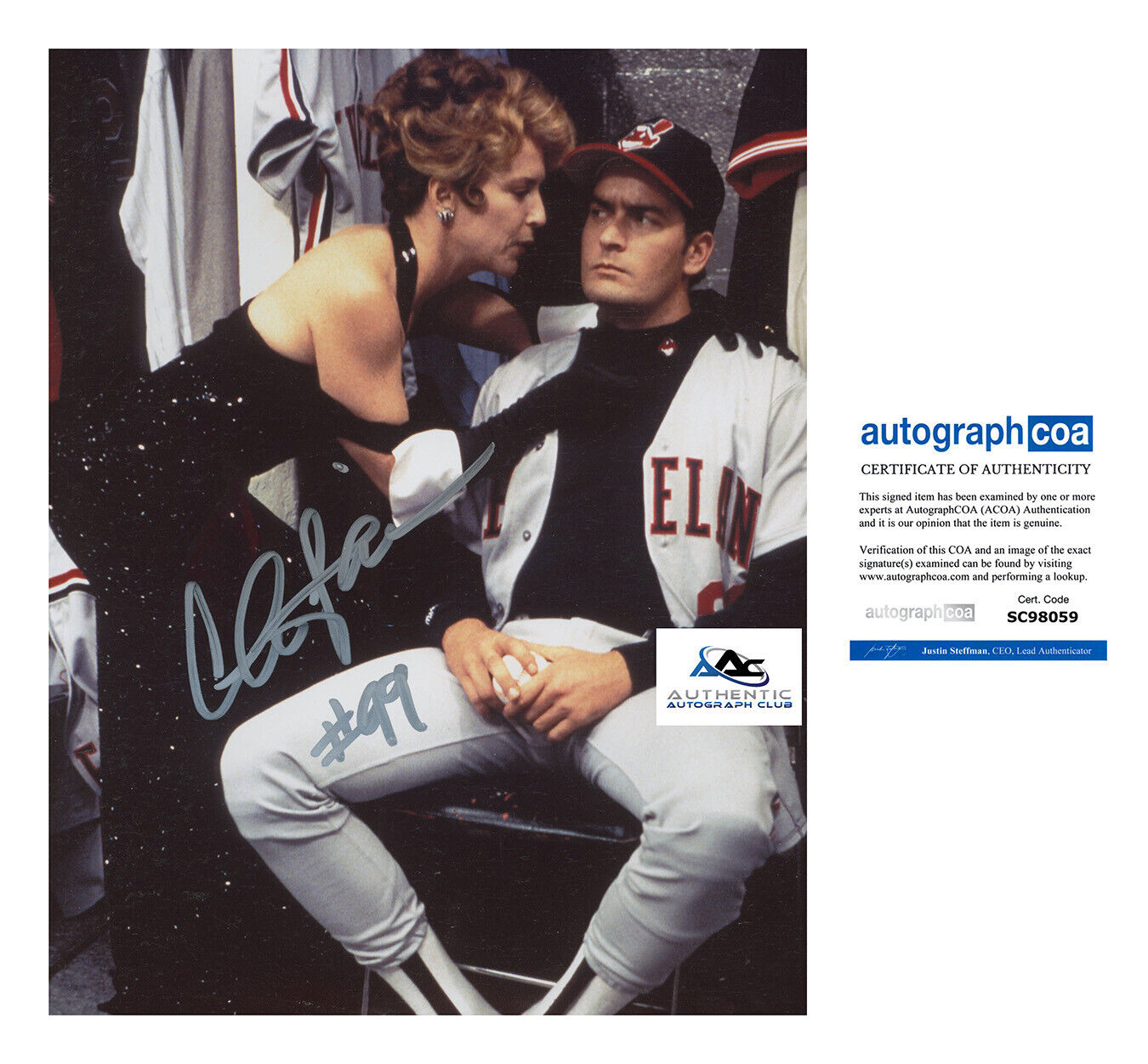 CHARLIE SHEEN AUTOGRAPH SIGNED 8X10 PHOTO MAJOR LEAGUE ACOA